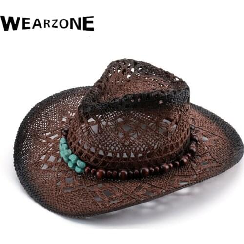 Wearzone 2017 Sun Hat Women travel Straw hats men wide brim floppy summer sun hat high quality leather belt Foldable cowboy hats