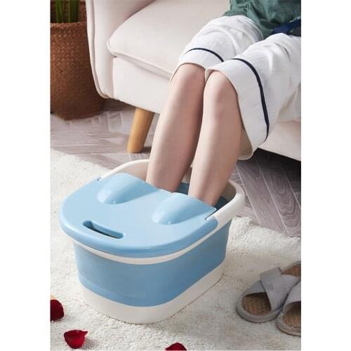 Folding Foot Bathtub Household Portable Foot Sauna Bath Barrel With Lid Bathroom Plastic Travel Laundry Feet Basin Home Supplies