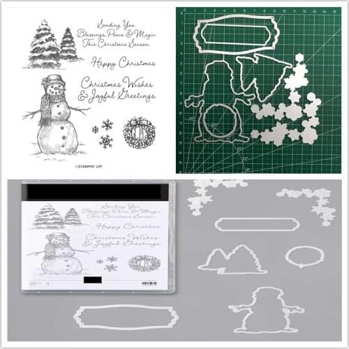 SNOW Christmas Metal Cutting Dies and Stamps for DIY Scrapbooking Craft Paper Card Embossing Knife Mold New Stamps and Dies 2021