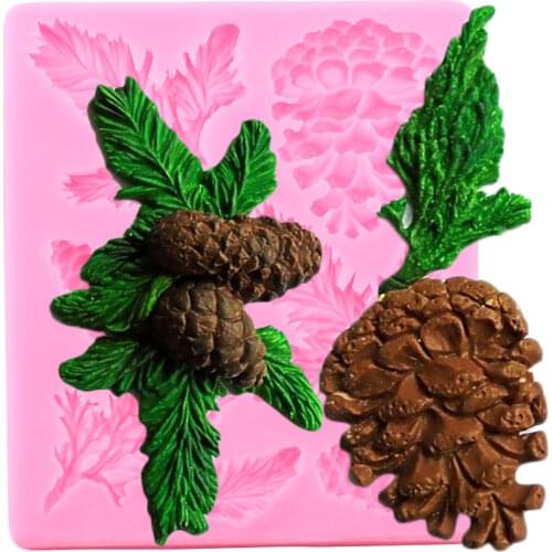 Pine Cone Pine Branch Silicone Mold Christmas Fondant Cake Decorating Tools Chocolate Gumpaste Mould Resin Clay Candy Molds