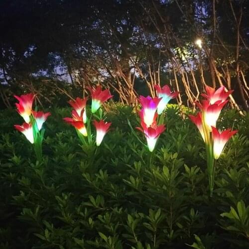 Outdoor Waterproof LED Solar Light Color Lily Flower/Rape Blossom Garden Light Lawn Pathway Wedding Decorative Flower Lamp