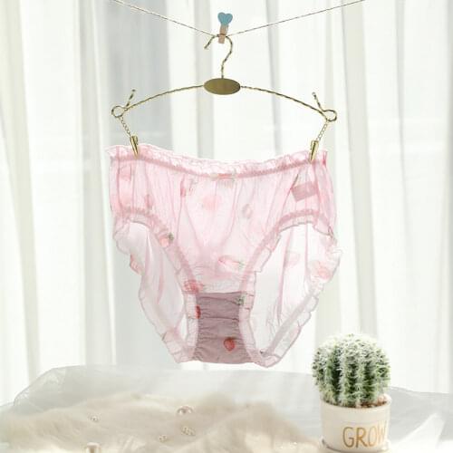 Ropa interior femenina Women Underwears Plus Size 5XL Transparent Mesh Girl Intimates Cute Fruit Print Ladys Panties