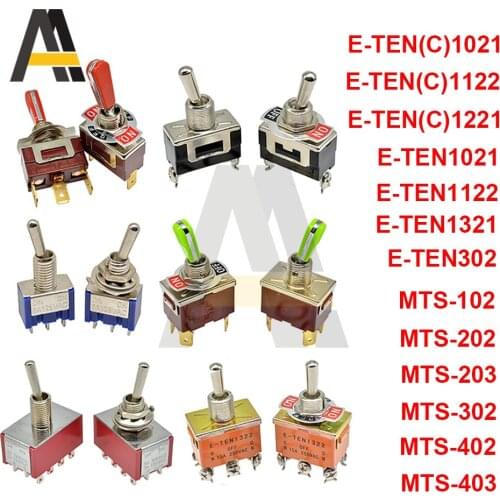 MTS/E-TEN/E-TEN(C) Series Toggle Switch AC120V/125V/250V 2/3/4/6/9/12 Pin Auto Toggle Switch+Silver Contact 2A 3A 6A 15A 16A