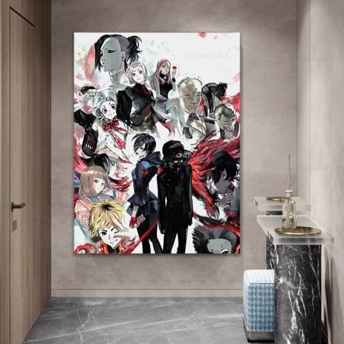 Japanese Hot-Blooded Anime Tokyo Ghoul Kaneki Ken Poster Wall Art Canvas Painting Anime Posters And Prints Room Decor