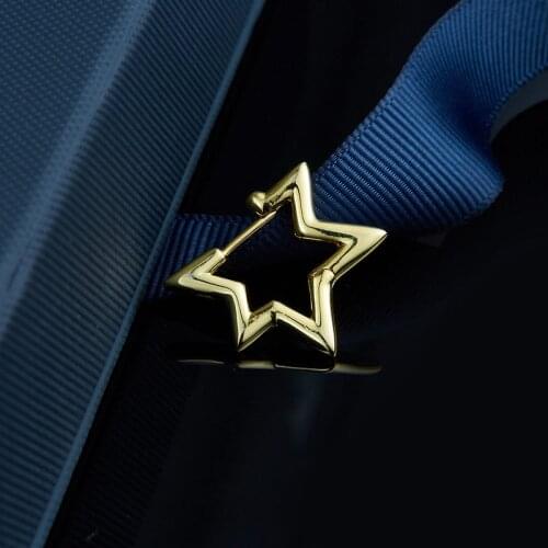 SLJELY New Fashion Real 925 Sterling Silver Yellow Gold Color Single Star Earring Romantic Star Geometric Earring 1pc for Women