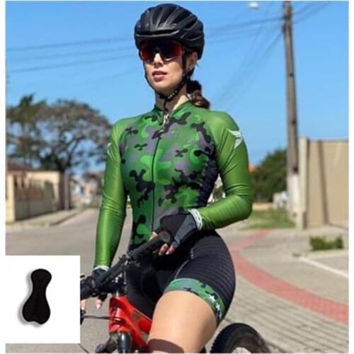 2021Cycling Skinsuit Set Womens Professional Triathlon Suit Red Long Sleeve Shirt Racing Suit Sports Jersey One-pieces Jumpsuit