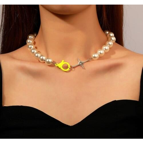 New Fashion Baroque Pearl Short Chain Necklace For Women Wedding Punk Simple Circle Lariat Bead Choker Necklaces Jewelry Gifts