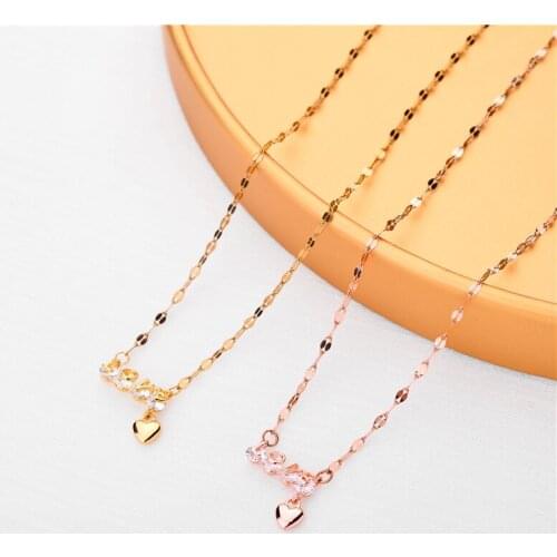 Cute Romantic Crystal Love Letter Pendant Women Necklaces Ladies Elegant Wedding Jewelry Female Stainless Steel Party Necklace