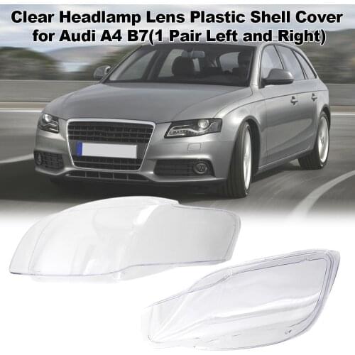 1 Pair Headlight Lens Cover Clear Headlamp Lens Plastic Shell Cover Headlight Assembly for Audi A4 B7 2005-2008