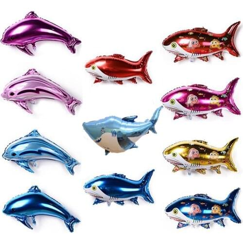 1pcs New Large Dolphin Shark Aluminum Foil Marine Animal Balloon For Birthday Party Decorations Kids Gifts Christening & Baptism