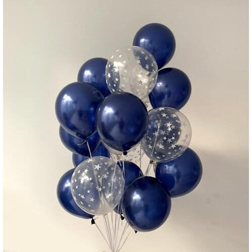 10pcs High Grade Luminous Blue Latex Balloons Mix Transparent Star Metallic Balloon Wedding Birthday Party Decor New Year Globos