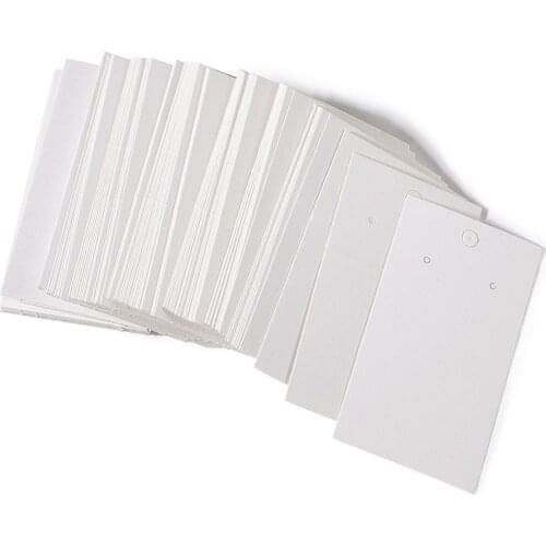100Pcs White Paper Earring Card with Three Holes Earring Hang Tag Jewelry Display Packing Card 90x50mm