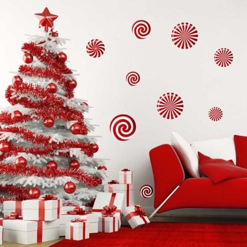 12pcs Christmas Colorful Candy Sticker Self-adhesive Round Holiday Decoration Cartoon Floor Sticker Floor Decals Stickers 2020