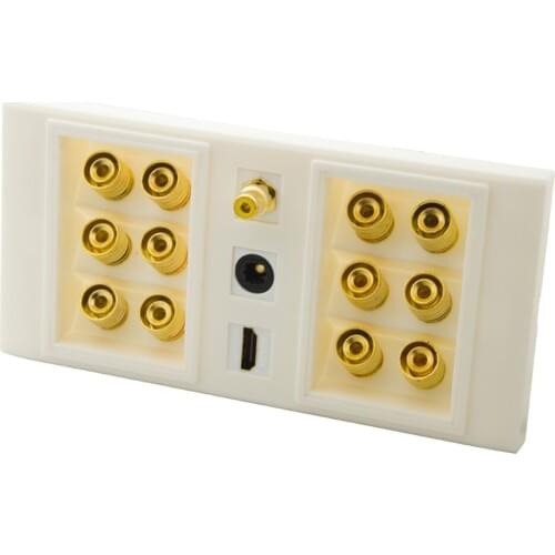 172 Dual 86 Style 6.0 Speaker Sound box Bananna Wall Plate With HDMI RCA Toslink Fiber Face Plate