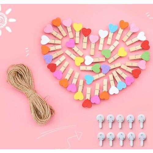 20Pcs/Pack Small Kawaii Heart Love Wooden Clips Clothes Photo Paper Peg Pin Clothespin Craft Postcard Clips Home Wedding Decor