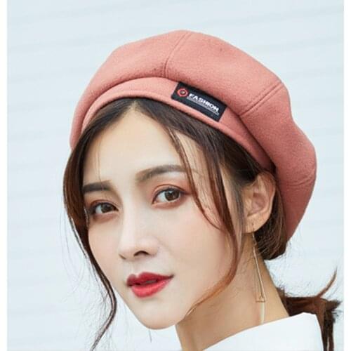 2019 Winter Beret Hats Women Female Khaki Artist Painter Berets for Winter Western Style Wool Octagonal cap Beret Hats