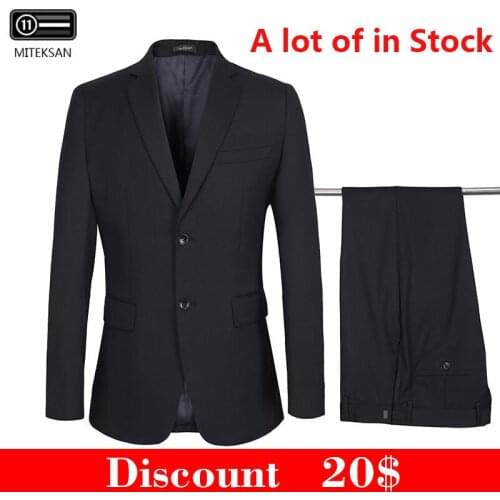 2021 Pure Work Office Mens Suits Formal Business Blazers+Pants Marriage Tuxedo Wedding Male 2 Pieces Mens Slim Fit Suit USA Size