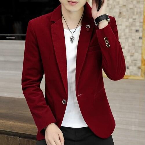 2022 Mens Slim-Fit Trendy Casual blazer Youth Gold Velvet Handsome blazer