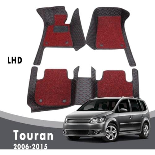 Car Floor Mats For Touran 2015 2014 2013 2012 2011 2010 2009 2008 2007 2006 Carpets Double Layer Wire Loop For Volkswagen vw