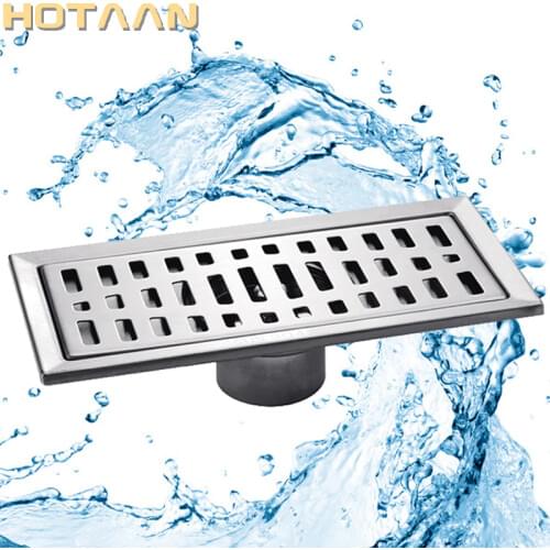 Free shipping large-traffic stainless steel bathroom shower square floor waste grate sanitary 20cm x10cm floor drain YT-2102