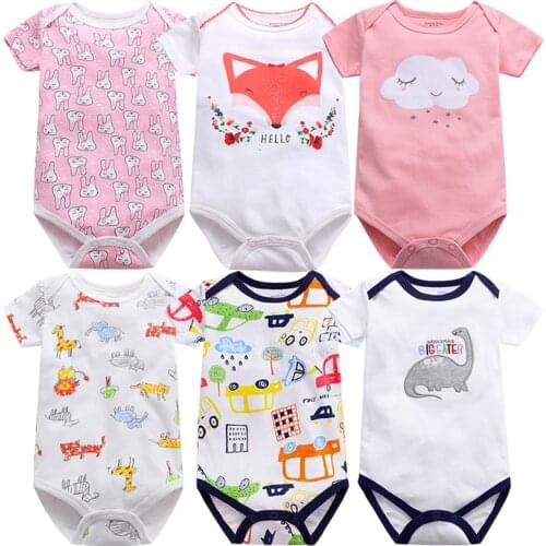 3 Pack Baby Summer Bodysuit Boys And Girls Short Sleeve Body Suit Newborn Toddler Infant 0-24 Months Clothes
