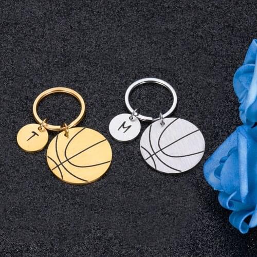 Personalized Initials Keychain for Friends Teacher Gift Basketball Coaches Keychian Gift Engraved Keyring for BBF Teen Boys