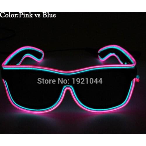 DC-3V Steady on Inverter Carnival EL Wire Glowing Sunglasses Dance Flashing Glasses for Halloween party Supplies