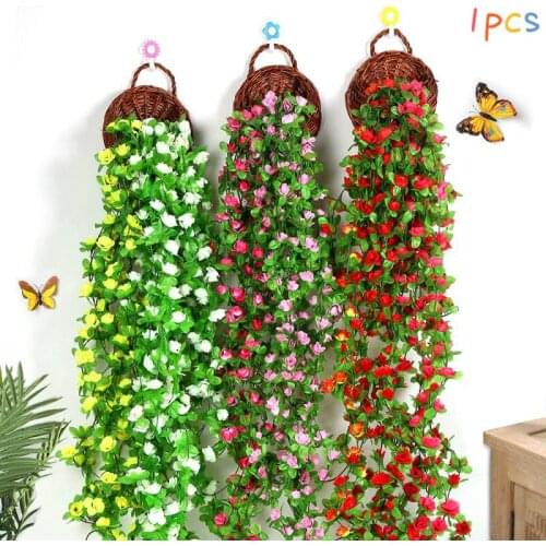 Wisteria Artificial Flower Vine Ivy Leaf Garland Silk Rose Flowers Rattan String Vine Wedding Arch Flower Home Garden Decoration