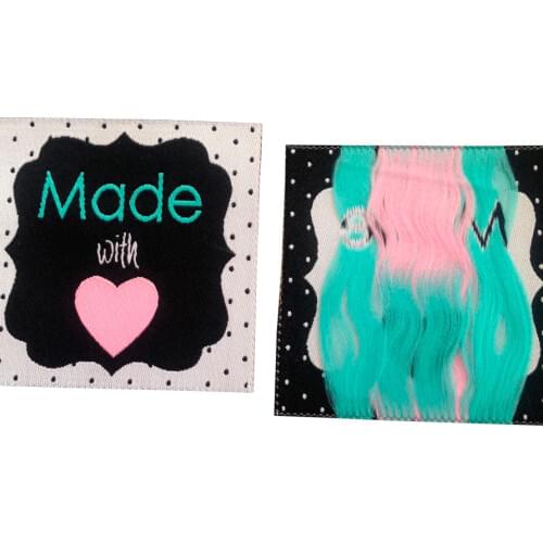 Customized Made With Heart Woven Labels With Own Logo For Clothing Bags Garment Tags Custom Straight Cut Label Sewing Tag