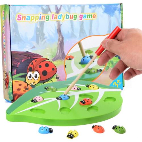 Magnetic Catch Game Children Fun Early Education Wooden Hand-eye Coordination Parent-child Puzzle Desktop Toy Fishing Gifts