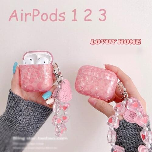 Cute Love Heart Bracelet Case for Apple Airpods 1 2 3 Case Conch Shell Earphone Cover Charging Box AirPods Pro coque