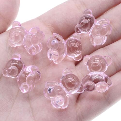 CHONGAI 10Pcs Pink Cute Gummy Bear for Necklace Bracelet Earrings Jewelry Diy Findings Resin Bears Christmas Gift