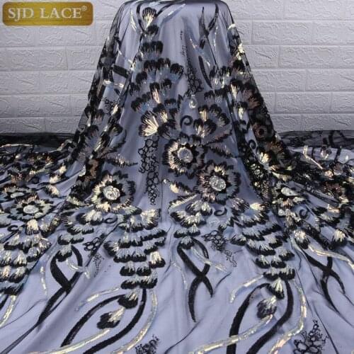 Fashion French Soft Tulle Lace Fabric High Quality Sequins African Ghana Mesh Lace Fabric For Nigerian Wedding Party Dress A1761