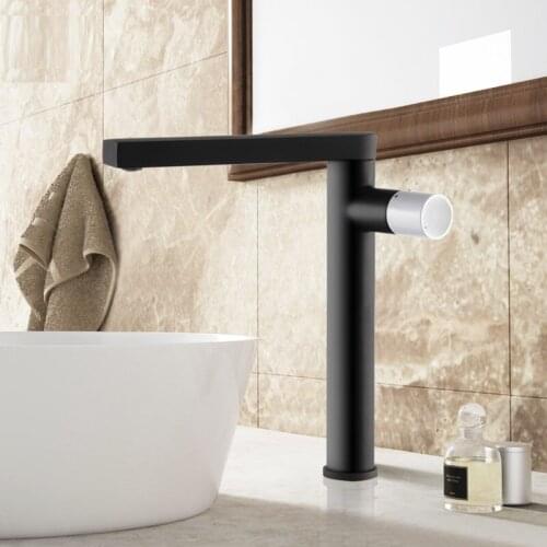 MTTUZK Brass Rose Gold Faucet Rotating Hot and Cold Basin Mixer Tap Black Above Counter Basin Faucet Round Crane Torneira