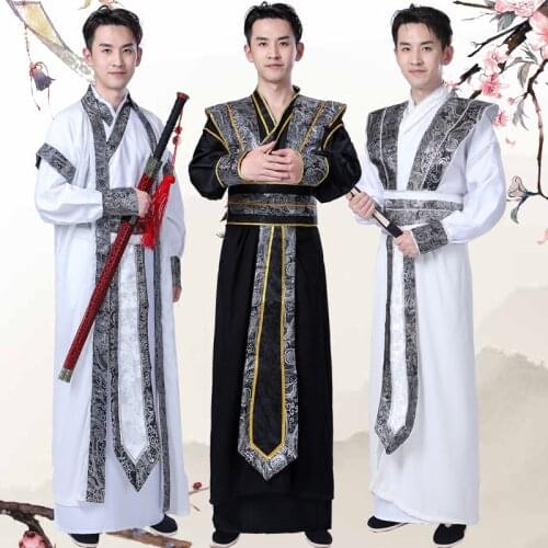 Hanfu Male Stage Costume Swordsman Tang Costume Scholar Clothes for Women Men Traditional Chinese Robe Performance Costumes