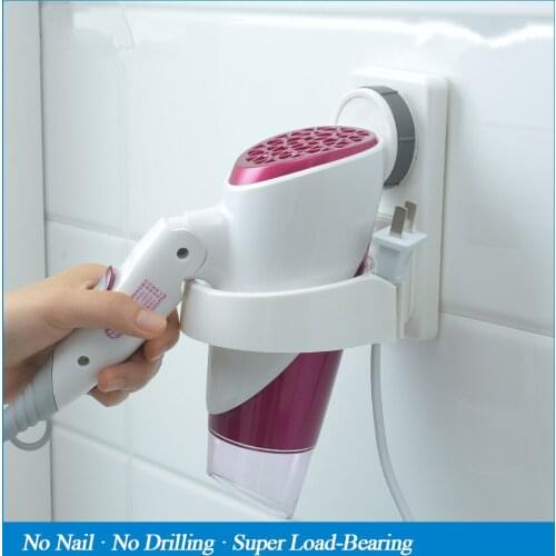 POSEPOP Wall-Mounted Storage Holder Set Powerful Suction Bathroom Hair Dryer Holder Comb Rack Useful bath hair dryer