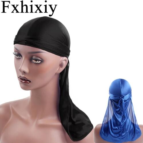 New Mens Silky Satin Durags Doo Rag Bandanas Turban Hat Wigs Durag Biker Wave Headband Pirate Hat Hair Accessories