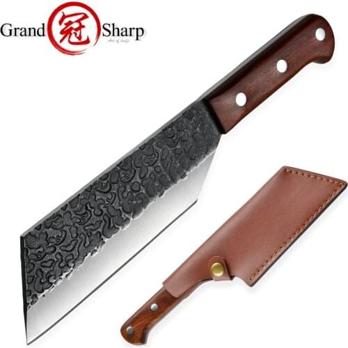 Hand Forged Butcher Knife Full Tang Kitchen Chopper Outdoor Chef Knives High Carbon Steel Meat Cleaver Home Restaurant Tools NEW