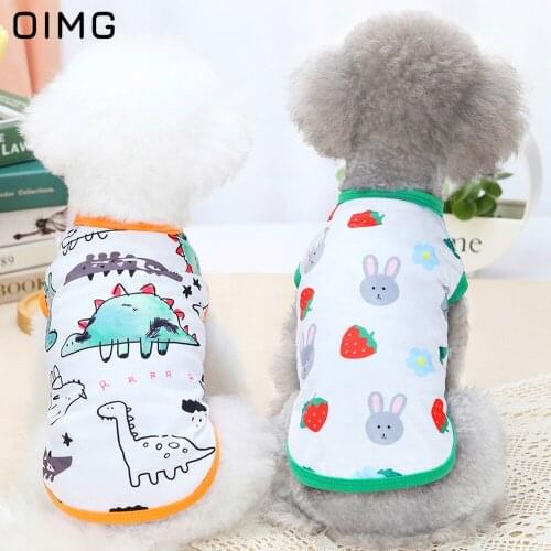 OIMG Dog Clothing Summer Breathable Dog Vests Cute Cartoon Dinosaur Puppy Clothes Cat T Shirt For Small Dogs Chihuahua Yorkies