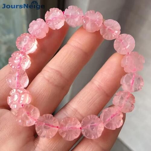 Wholesale JoursNeige Pink Natural Crystal Bracelets Carving Plum Bead DIY Bracelet Lucky for Women Girl Gift Single lap Jewelry