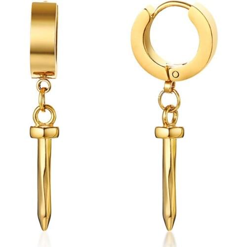 Original Design Tidal Male Earrings Jewelry Personality Earrings Hip Hop Style Mens Nails Earrings Round Gold Stainless Steel