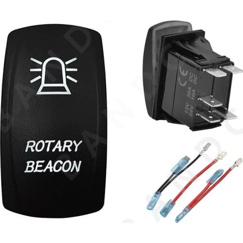 ROTARY BEACON Rocker Switch 5P ON-OFF SPST White Led Lights Toggle Switch for Marine Vehicle Yacht ，Jumper Wires，Boat Accessory