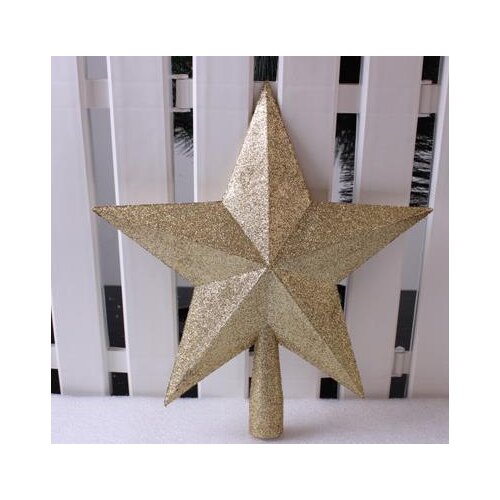 Festive glitter shiny star shaped christmas tree ornament XMAS desorration tooper top 25CM new colorful Party event Supplies