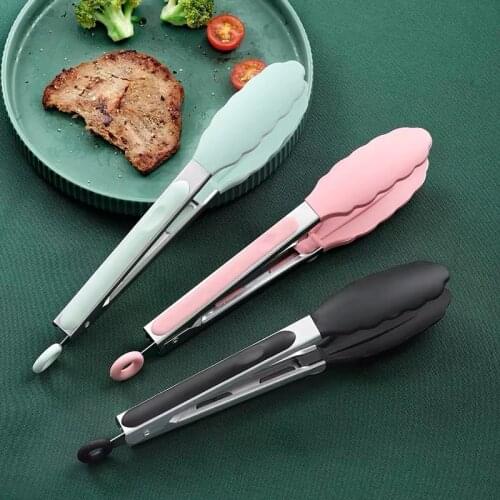 BBQ Gadgets Silicone Non-Slip Food Tong Kitchen Tongs utensil Cooking Tong clip Clamp BBQ Salad Tools Grill Kitchen Accessories