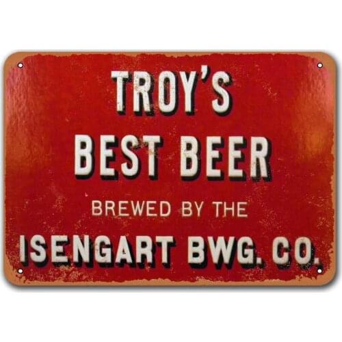 Retro Metal Tin Sign Troys Beer Troys Beer Signs, Sisoso Plaque Poster for Bar Cafe Home Garage Pub Wall Decor 8x12 inch