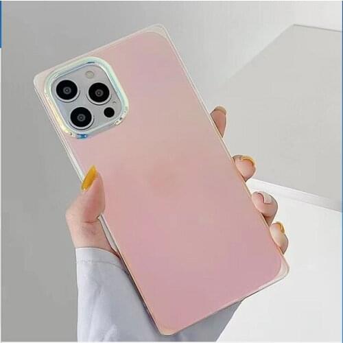 Luxury Laser Square Mirror Phone Case for iPhone 12 11 Pro Max Xr Max Xs X 7 8 Plus Transparent Soft Tpu Back Cover Case