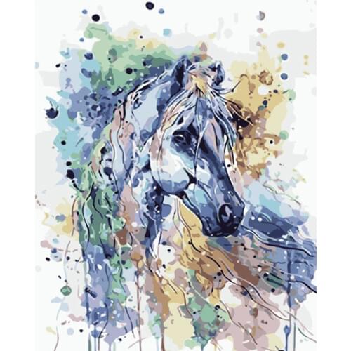 ROYALDREAM Ink Horse head Abstract Painting Diy Digital Painting By Numbers Modern Wall Art Picture For Home Wall Artwork