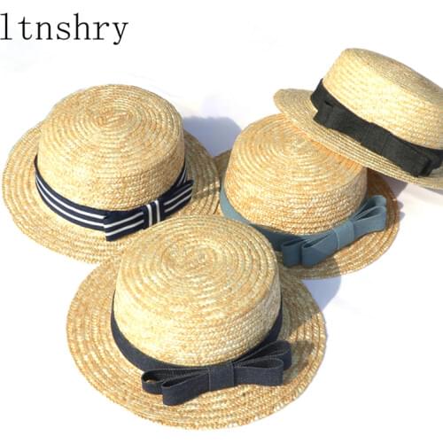 2020 New Summer Parent-Child Sun Hat Able Women Block Hat Girl Bow Straw Vacation Seaside Beach Simple Casual Cap