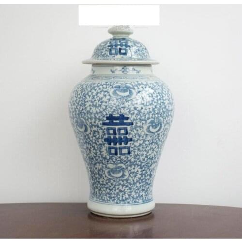 Blue And White Porcelain temple Jar Jingdezhen Blue And White decorative Porcelain Ginger jar with lid