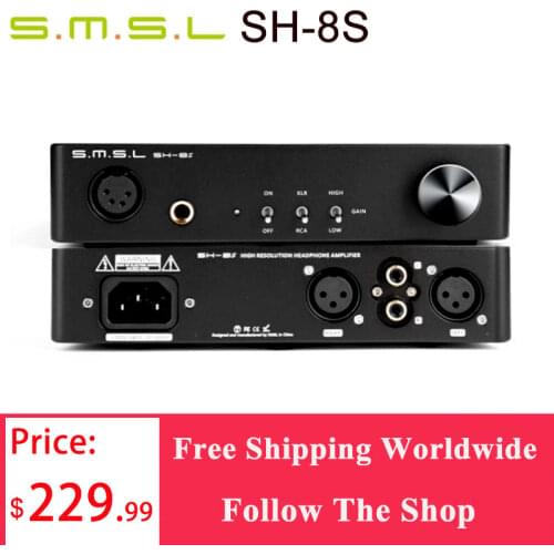SMSL SH-8S Hi-Res Headphone Amplifier 6.35mm RCA XLR Balanced/Unbalanced Gain Adjustable SH8S Amp